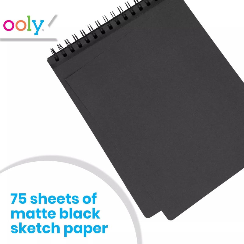 OOLY DIY Cover Small Sketchbook, 5 x 7.5 Inches, Black Paper Sketchbook, Drawing Book for Kids, Artists Drawing Pad for Gel Pens and White Pencils - Image 2